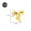Aleación de titanio F136 0.9 exquisito corazón en forma de V flor rosca interna perno para lóbulo de la oreja joyería de piercing de alta calidad