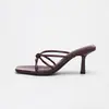 Sandalias Romanas de Tira con Tacón Alto para Mujer, Cómodas y No Cansan en Verano, Sandalias de Tacón de Aguja con Punta Cuadrada y Abierta, Talla Europea Transfronteriza