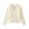26 Outono/Inverno Luxuoso Suéter de Lã Cashmere de Seda de Amora Escovada Cardigã Tricotado Puyuan com Gola V