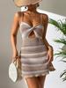 Vestido sin espalda a rayas transfronterizo europeo y americano para vacaciones, bikini sexy de verano para mujer, traje de baño a rayas de moda