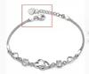 Pulseira da Moda Estilo Coreano Cobre Branco Prateado Pulseira em Forma de Coração Pulseira de Diamantes em Forma de Coração Pulseira de Luxo em Forma de Coração Feminina