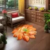 Alfombra de Dormitorio con Forma Especial de Loto Estéreo 3D Felpudo de Baño Terciopelo de Cristal Alfombrilla Absorbente Antideslizante para Lavabo de Baño