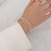 Marca Nicho Europeo y Americano Frío Doble Capa Cadena Superpuesta Diseño Perla de Agua Dulce Zircón Acero Titanio 18K Pulsera E286