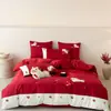 Algodão de Fibra Longa Desenho de Cavalo Cartoon Conjunto de Três Peças Infantil Algodão Puro Novo Roupa de Cama de Casamento Conjunto de Quatro Peças