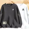 Moletom masculino, estilo primavera e outono, gola redonda, manga longa, blusa básica, top versátil casual solto, roupas masculinas