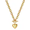Collar con Colgante de Corazón Grabado con Láser de Números Romanos en Oro de 18 Quilates, Transfronterizo Europeo y Americano, Superventas, Acero Inoxidable, Venta al por Mayor para Mujeres