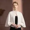 Chal Cheongsam para Mujer, Vestido de Invierno Toast, Abrigo de Boda, Capa con Volantes y Cuello Alto Estilo Chino Nuevo para Novia, Abrigo Cálido