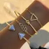 Joyería Transfronteriza Retro Europeo y Americano Hoja Nudo Pulsera Hueca Geométrico Redondo Triángulo Pulsera Venta al por Mayor