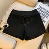 Shorts retro de gamuza para mujer, nuevos shorts de pierna ancha de cintura alta para primavera y otoño