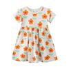 Vestido de Malha de Algodão Jumping Meters para Crianças Verão Roupas Infantis Europeias e Americanas Vestido de Malha de Manga Curta com Gola Redonda para Meninas
