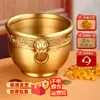 Jarrón de Cien Bendiciones de Latón Cuenco del Tesoro Tallado Exquisitamente Carácter Fu Atracción de Riqueza Recipiente de Arroz Adorno de Cobre para Oficina Artesanía Gran Utensilio de Cobre
