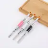 Pluma de fototerapia para arte de uñas doble cabezal doble uso cabeza redonda boca plana pluma de pegamento con empujador de acero relieve paleta de colores stick pluma de pegamento de agua pluma de tallado