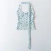 1635-26 Camisola de bolinhas estilo coreano com decote V para o verão, com design estiloso, top camisola de bolinhas com decote V para mulheres no verão