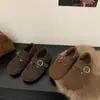 Novo Estilo de Inverno Birkenstock de Veludo com Solado Macio para Mulheres, Birkenstock Preguiçoso com Solado Plano, Sapatos Retro Feijão, Sapatos Quentes de Algodão