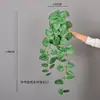 Colgante de Pared de Enredadera de Ratán Artificial Planta Verde Artificial Hoja de Manzana Manzano Cesta Colgante Enredadera Pared Rábano Verde Hoja de Siete Estrellas Colgando en la Pared