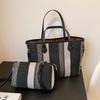 Bolso Grande de Alta Capacidad Madre e Hija de Venta Caliente Transfronterizo para Mujer, Nuevo Bolso Tote de Hombro o Axila Rayado de Bloques de Color de Moda para Viajes