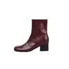 Botas femininas estilo Martin, de cano curto, com tira única, novo estilo outono/inverno, bico redondo, zíper lateral, salto médio a grosso, botinhas de couro legítimo