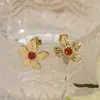 Brincos Tina Europeus e Americanos de Aço Titânio Simples e Sofisticados Moda Feminina Flor Pedra Natural Brincos Joias Populares Transfronteiriças