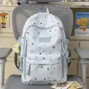 Mochila linda de niña con estrellas estampadas por todas partes, adecuada para estudiantes de secundaria y preparatoria, elegante y ligera
