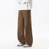 Pantalones Casuales de Pierna Recta de Algodón de Aire Nueva Colección Primavera Ropa de Mujer de Comercio Exterior Versátiles Elásticos de Cintura Alta Adelgazantes de Pierna Ancha Largos 19382