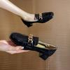 Mocasines de Piel con Patrón de Piedra para Mujer, Zapatos Suaves de Suela, Nuevos de Otoño 2022, Tacón Grueso, Zapatos Pequeños de Cuero Negros