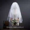 Perla Estilo francés Empaque independiente Vestido de novia para mujer Blanco Bordado de cuentas Floral no luminoso Blanco lechoso Cristal Chal