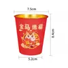 Vasos de Papel Año del Caballo 2026 Año Nuevo Festival de Primavera Desechables Engrosados para el Hogar Rojos Festivos Papel de Aluminio Dorado Vasos de Papel de Año Nuevo