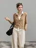 Cárdigan de punto de estilo coreano con cuello de camisa, imitación de dos piezas, para mujer, casual de principios de otoño, estilo camisa, top de punto suave 2460