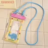 Bolsa de celular plástica de verão, fofa, de desenho animado, transparente, com airbag, à prova d'água, com areia movediça, à prova de choque, bolsa de pendurar para celular para natação