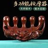 Pente de massagem esculpido em sândalo de seda dourada com lótus e peixe, pente de massagem para couro cabeludo e cabeça, pente de madeira maciça com dentes largos e grandes, pente de terapia capilar, pente de meridianos
