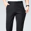 Pantalones Casuales para Hombre No Planchar Elásticos en Cuatro Direcciones Verano Delgado Seda de Hielo Corte Ajustado Recto Pantalones de Negocios Pantalones Delgados de Verano para Hombre