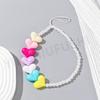 Cordón para teléfono móvil con forma de corazón de acrílico de la serie Pearl, cadena para teléfono móvil con cuentas de perlas de moda, llavero, venta al por mayor