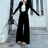Jeans Wide Leg Feminino 2025 Primavera e Outono Novo Preto Cintura Alta Solto Emagrecedor Estilo Americano Reto Calça Banana