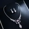 Juego de joyería nupcial estilo europeo y americano para vacaciones, juego de dos piezas de collar y pendientes con flecos y pedrería, accesorios de fiesta de alta gama