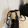 Bolso Mini Cruzado de Moda de Alta Gama Estilo Europeo y Americano Paja Cordón para Niños Pequeño Bolso Balde Shumai Bolso de Mano