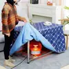 Fogata Plegable para Uso en Casa 1.2m Rectangular de Acero Inoxidable Mesa de Café Multifuncional para Sala de Estar, Mesa Calefactora de Fuego para Invierno