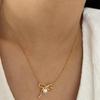 Collar de perlas con lazo de plata de ley 925 de Corea del Sur, collar de perlas con lazo, collar sencillo con diseño de libro rojo pequeño para mujer
