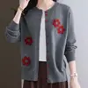 Cárdigan de Punto con Cuello Redondo para Mujer 2025 Nuevo Primavera Nuevo Top Bordado Primavera y Otoño Elegante Ropa de Punto Chaqueta Corta