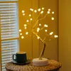 Lámpara de Mesa Forma de Bonsái de Escritorio Luz de Noche LED de Escritorio Árbol de Hierro Rama Plateada Hoja Dorada Estrella Árbol de Navidad