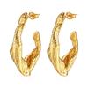 Pendientes irregulares de acero inoxidable con diseño transfronterizo europeo y americano, estilo retro sencillo, chapados en oro de 18 quilates, combinables para mujer.