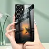 Aplicable para Funda de Teléfono Samsung S26ULTRA A57 Bosque Alce S24 Funda Protectora Carcasa de Cristal Templado A07 Atardecer