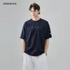 Roupas Masculinas Apo Camiseta de Algodão Puro com Manga Curta de Alta Qualidade para Homens, Marca Tendência de Verão, Bordado em Cor Contrastante, Gola Redonda Solta, Top Versátil