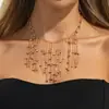 Collar Transfronterizo Vintage Europeo y Americano con Borla de Pedrería para Mujer, Cadena Redonda de Perlas de Moda Estilo Ins, Joyería para Clavícula