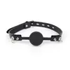 Juguete sexual oral de silicona, artículo novedoso para adultos, bola suave sólida SM, mordaza oral, correas de cuero genuino, suministros de bondage y entrenamiento