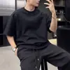 Nueva Camiseta de Manga Corta Pesada de Verano para Hombre, Moderna, Sencilla, Sensación de Alta Gama, Corte Holgado, Tendencia, Fresca, Camiseta de Color Sólido