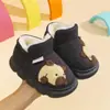 Sapatos infantis de algodão, forrados com fleece e espessados para aquecimento, botas de neve, sapatos de bebê, design de desenho animado, sola macia, antiderrapante, para meninos e meninas