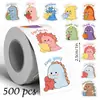 500 Adesivos/Rolo Adesivos de Graffiti de Dinossauro de Desenho Animado de Incentivo 1 Polegada 10 Designs Embalagem de Presente Criativa Adesivos de Selagem para Assados