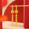 Pendientes Yuebao de plata de ley S925 bañados en oro con cera de abejas, estilo vintage, ligeros, de lujo, con borlas y cuentas redondas, elegantes y versátiles, de estilo nacional.