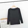 Camiseta térmica básica de invierno 2024, doble cara de terciopelo, sin costuras, casual, cuello redondo, camiseta negra