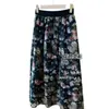 Ramio~Falda Elegante de Estilo Francés de Longitud Media con Estampado Floral y Dobladillo Amplio en Línea A, Estilo Vacacional, Nuevo Modelo 2026 para Mujer